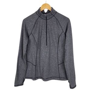 Lucy Activewear Heathered Gray Half-Zip Pullover - Mesh Back & Thumbholes Size L